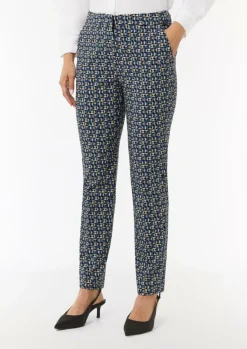 Gemusterte Viskosestretch-Hose im Slim Fit-Comma Fashion