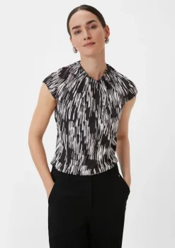 Geraffte Bluse mit All-over-Print-Comma Fashion