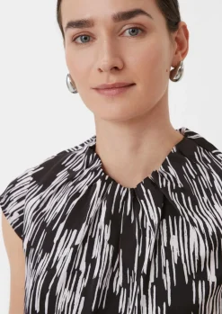 Geraffte Bluse mit All-over-Print-Comma Fashion