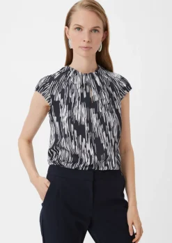 Geraffte Bluse mit All-over-Print-Comma New