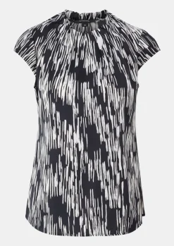Geraffte Bluse mit All-over-Print-Comma New