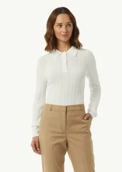 Gerippter Pullover mit Polokragen im Slim Fit-Comma Fashion