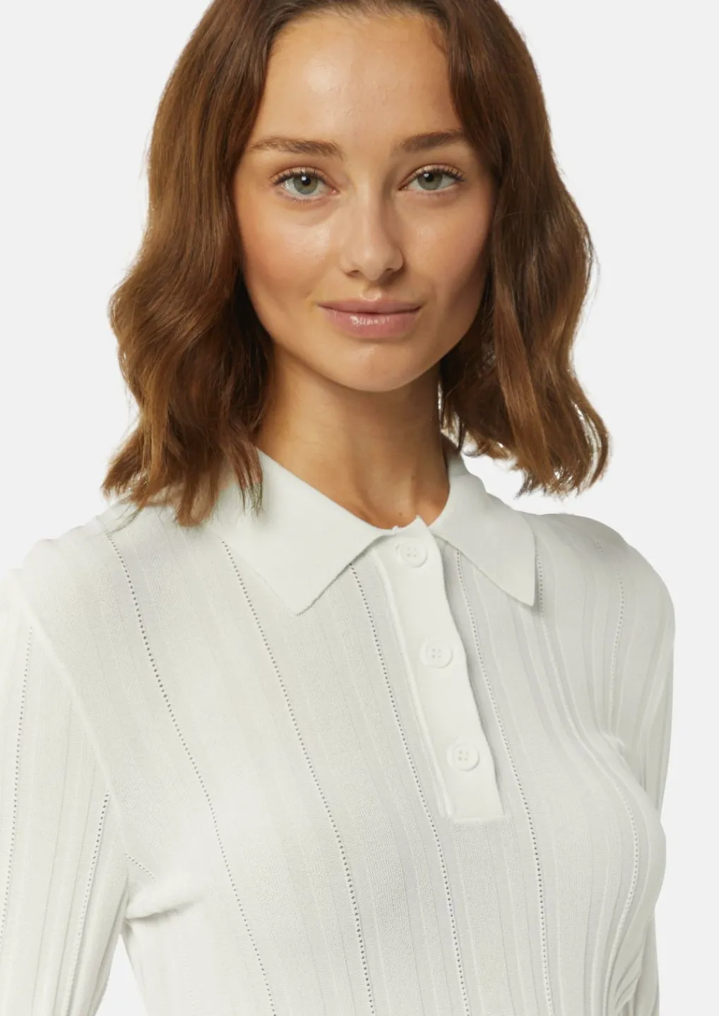 Gerippter Pullover mit Polokragen im Slim Fit-Comma Fashion