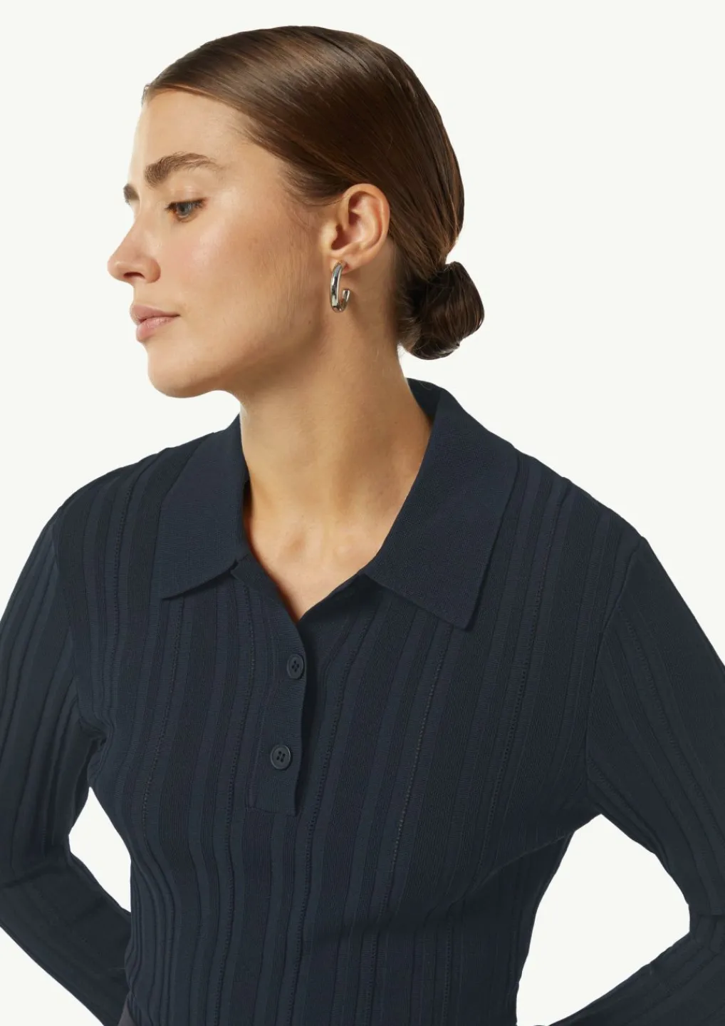 Gerippter Pullover mit Polokragen im Slim Fit-Comma Fashion
