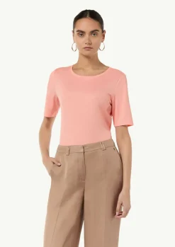 Geripptes T-Shirt mit Rundhalsausschnitt-Comma Hot