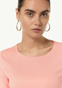 Geripptes T-Shirt mit Rundhalsausschnitt-Comma Hot
