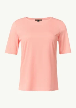 Geripptes T-Shirt mit Rundhalsausschnitt-Comma Hot