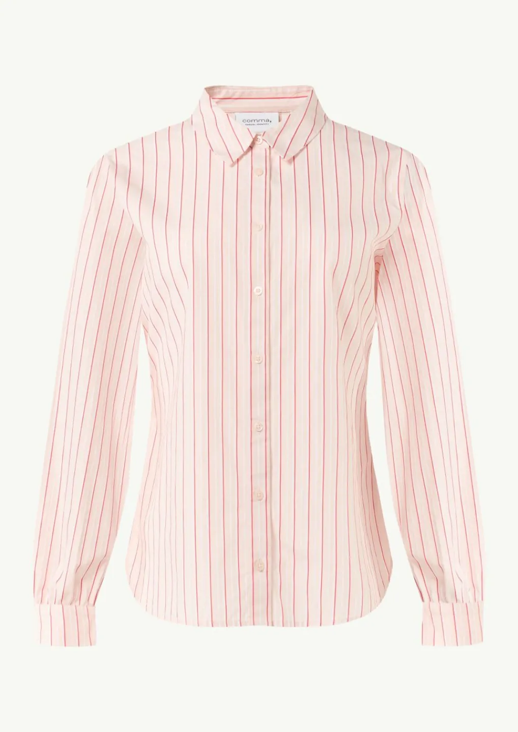 Gestreifte Baumwollbluse mit Faltendetail am Rücken-Comma Clearance