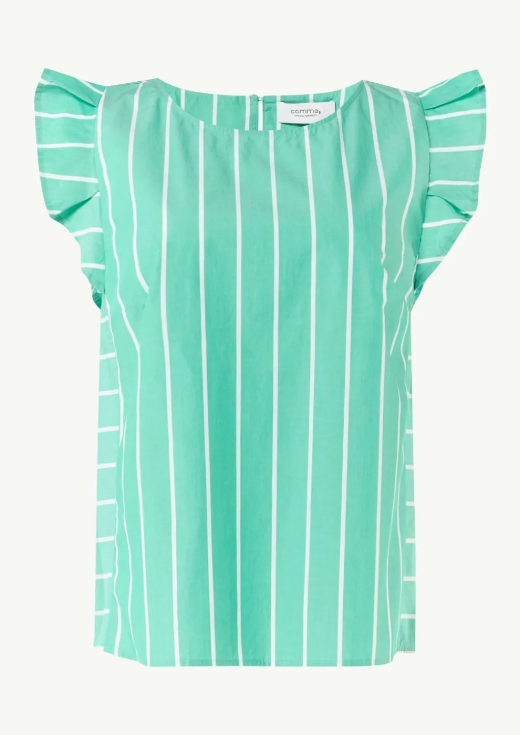 Gestreifte Baumwollbluse mit Volants-Comma Outlet