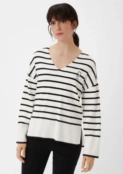 Gestreifter Feinstrickpullover-Comma Online