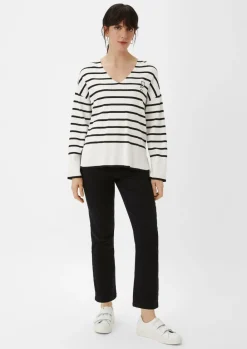 Gestreifter Feinstrickpullover-Comma Online