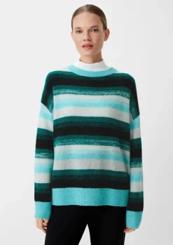 Gestreifter Strickpullover aus Alpakamix-Comma Fashion