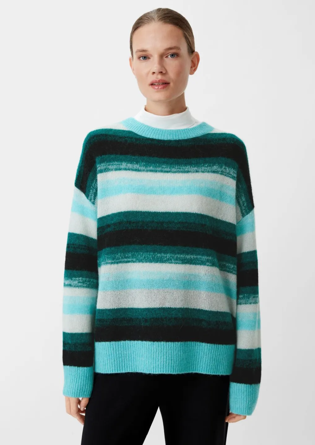 Gestreifter Strickpullover aus Alpakamix-Comma Fashion