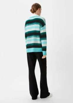 Gestreifter Strickpullover aus Alpakamix-Comma Fashion