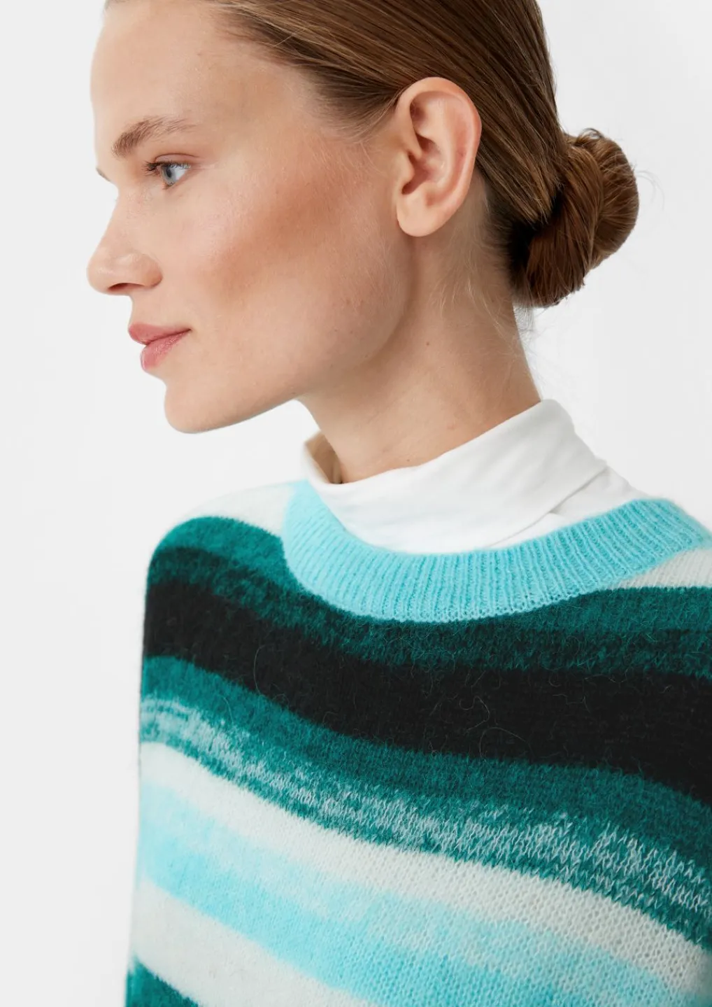 Gestreifter Strickpullover aus Alpakamix-Comma Fashion