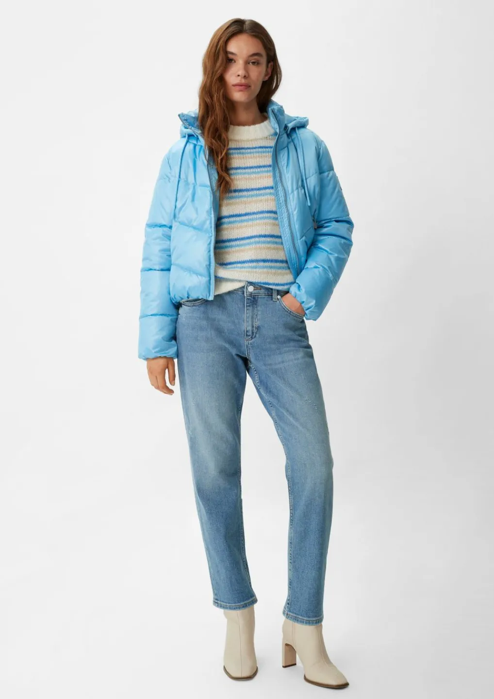 Gestreifter Strickpullover aus Alpakamix-Comma Discount