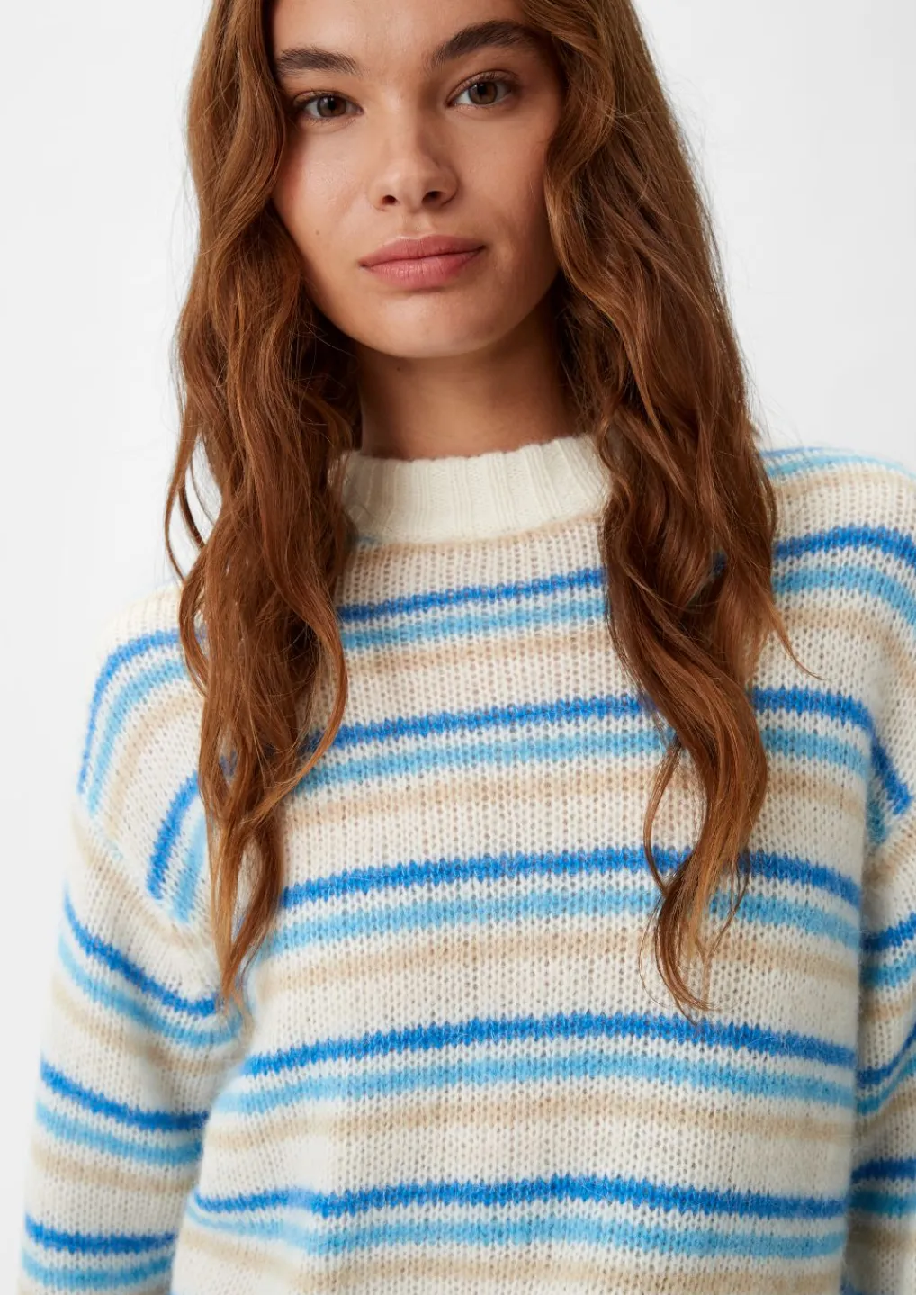Gestreifter Strickpullover aus Alpakamix-Comma Discount