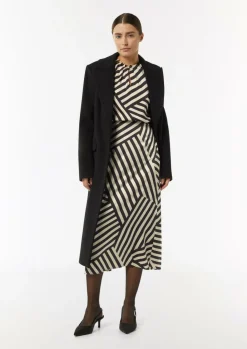 Gestreifte Satinbluse mit Raffung-Comma Online