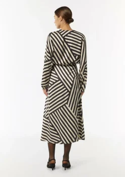Gestreifte Satinbluse mit Raffung-Comma Online