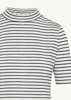 Gestreiftes Jersey-Shirt mit Stehkragen-Comma New