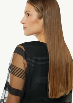 Gestreiftes Mesh-Shirt mit Rundhals-Ausschnitt-Comma Discount