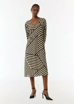 Gestreiftes Midikleid aus Chiffon-Comma Online