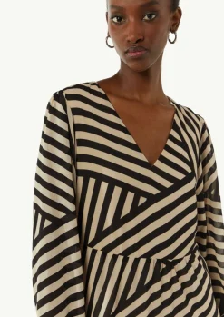 Gestreiftes Midikleid aus Chiffon-Comma Online