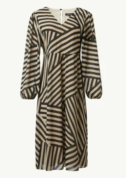 Gestreiftes Midikleid aus Chiffon-Comma Online