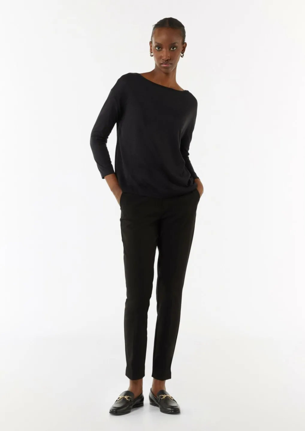 Gestrickter Longsleeve aus Lyocellmix mit U-Boot-Ausschnitt-Comma Clearance