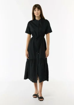 Hemdblusenkleid aus Baumwolle mit Strickerei-Comma Sale