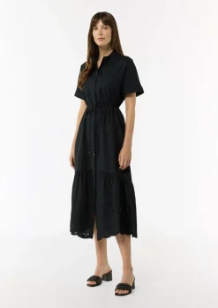 Hemdblusenkleid aus Baumwolle mit Strickerei-Comma Sale