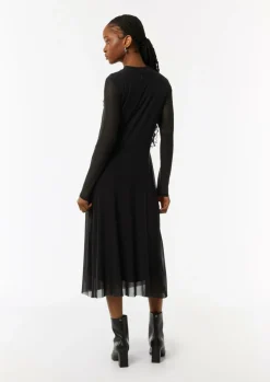 Hochgeschlossenes Midi-Kleid aus Mesh-Comma New
