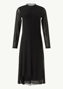 Hochgeschlossenes Midi-Kleid aus Mesh-Comma New