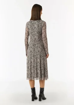 Hochgeschlossenes Midi-Kleid aus Mesh-Comma Fashion