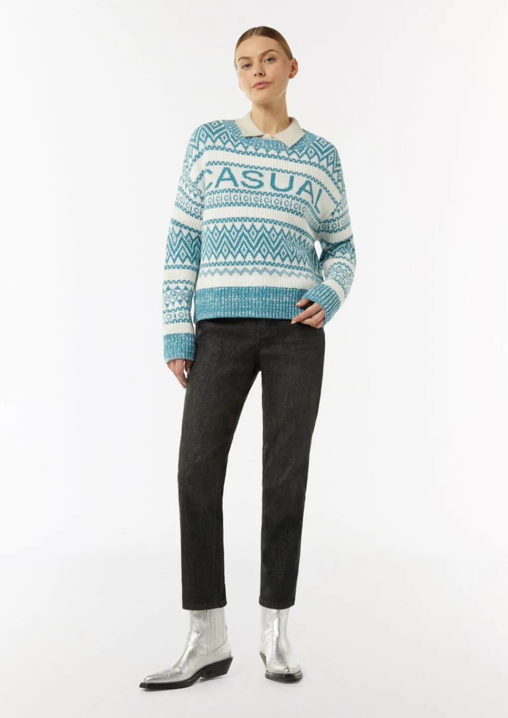 Jeans-Hose mit Lurex-Garn-Effekt-Comma Online
