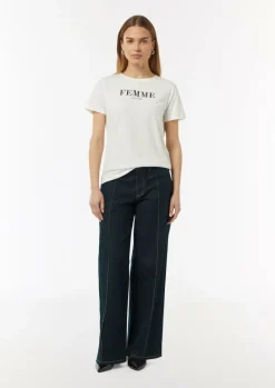 Jeans-Hose mit Wide Leg und Ziernähten-Comma Best