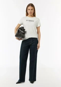 Jeans-Hose mit Wide Leg und Ziernähten-Comma Best