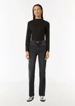Jeans mit Flared Leg und Schmuck-Detail-Comma New