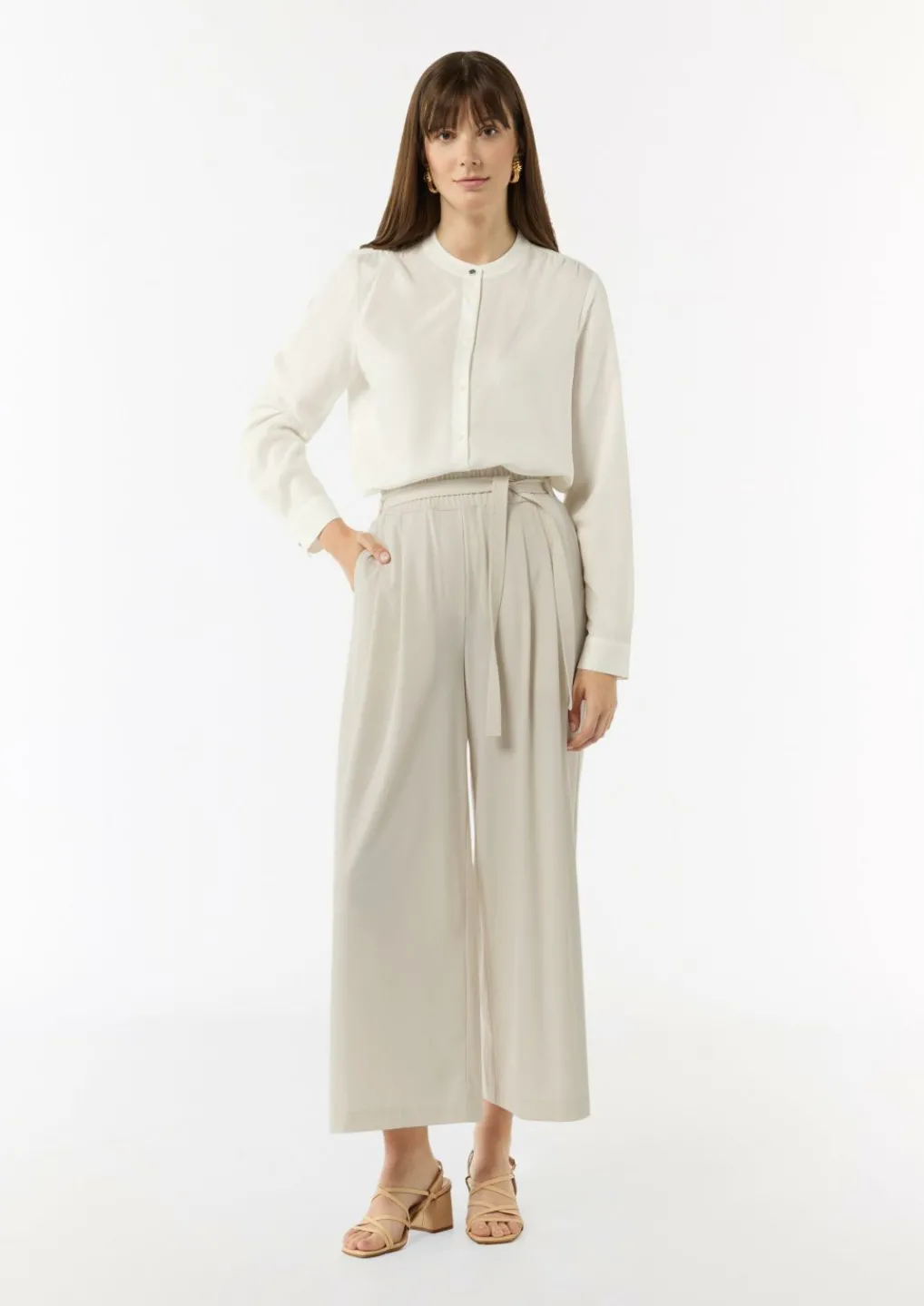 Jersey-Culotte mit Elastikbund und Bindegürtel-Comma New