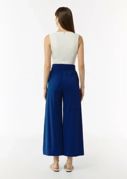 Jersey-Culotte mit Elastikbund und Bindegürtel-Comma Fashion