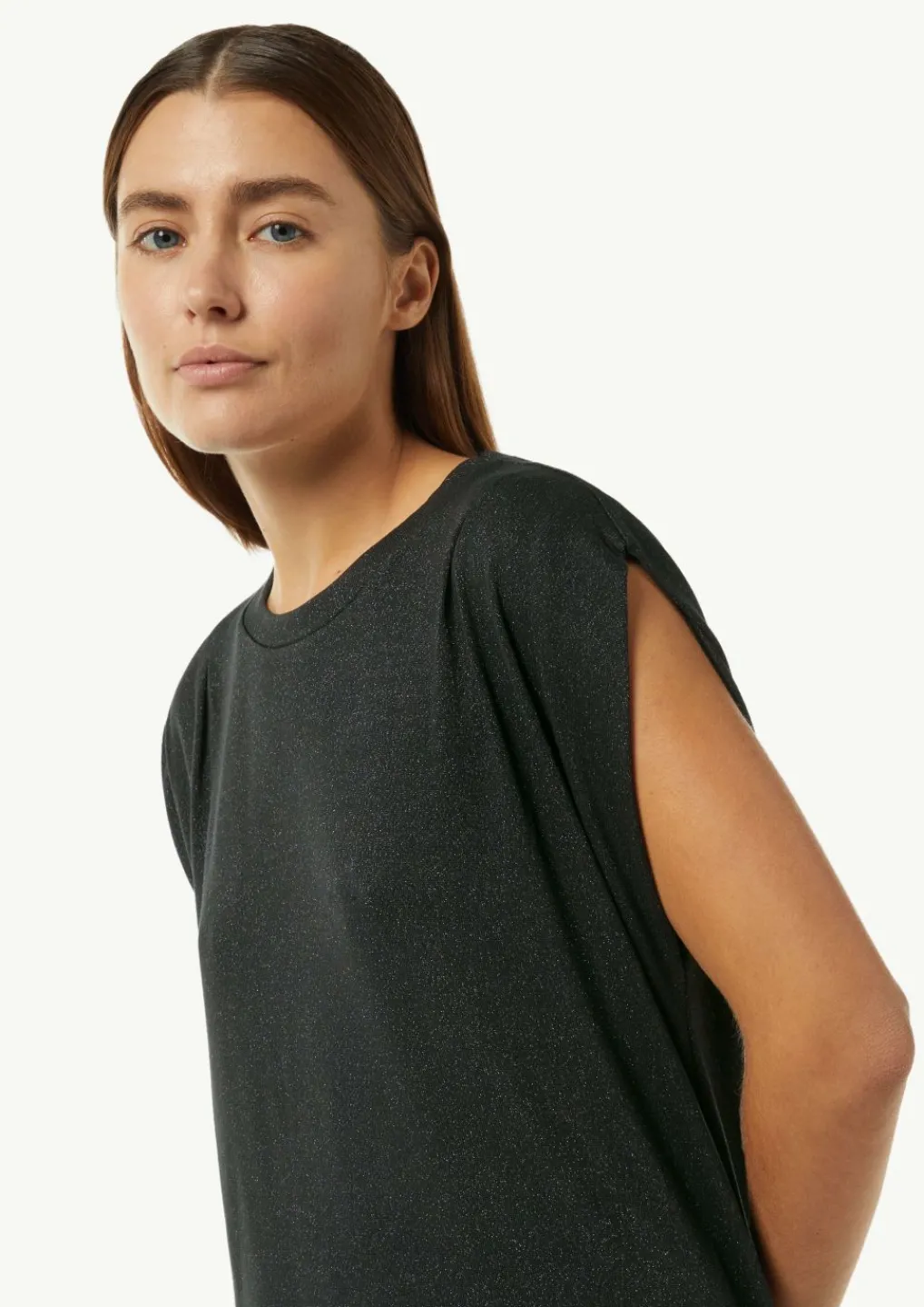 Jersey-Shirt mit Faltendetail und Glitzer-Effekt-Comma Sale