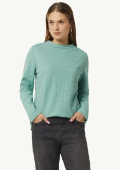 Jerseyshirt mit Hahnentrittmuster und Stehkragen-Comma Discount