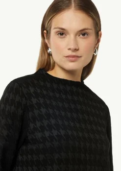 Jerseyshirt mit Hahnentrittmuster und Stehkragen-Comma Discount