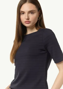 Jersey-Shirt mit U-Boot-Ausschnitt-Comma Sale