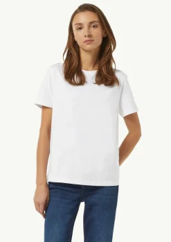 Jersey-T-Shirt aus reiner Baumwolle mit Logo-Frontprint-Comma Fashion