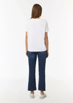Jersey-T-Shirt aus reiner Baumwolle mit Logo-Frontprint-Comma Fashion