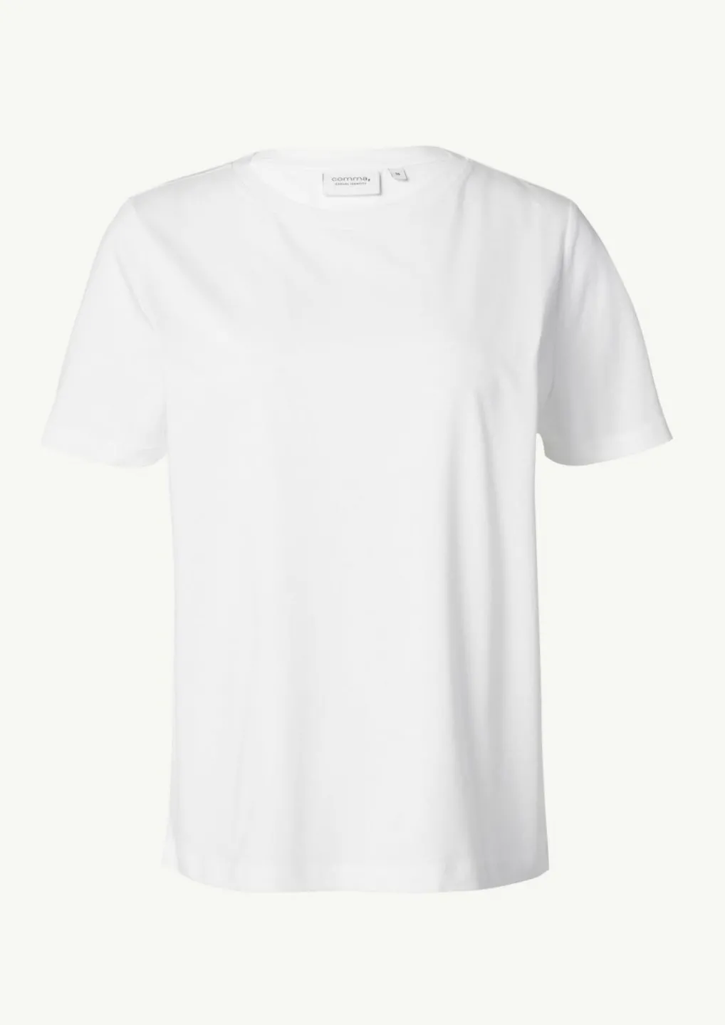 Jersey-T-Shirt aus reiner Baumwolle mit Logo-Frontprint-Comma Fashion
