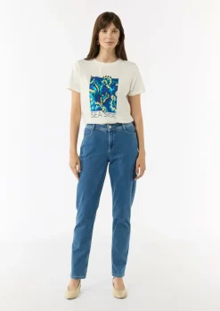 Jersey-T-Shirt mit Artwork-Comma Online