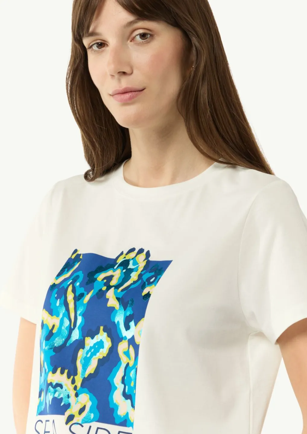 Jersey-T-Shirt mit Artwork-Comma Online