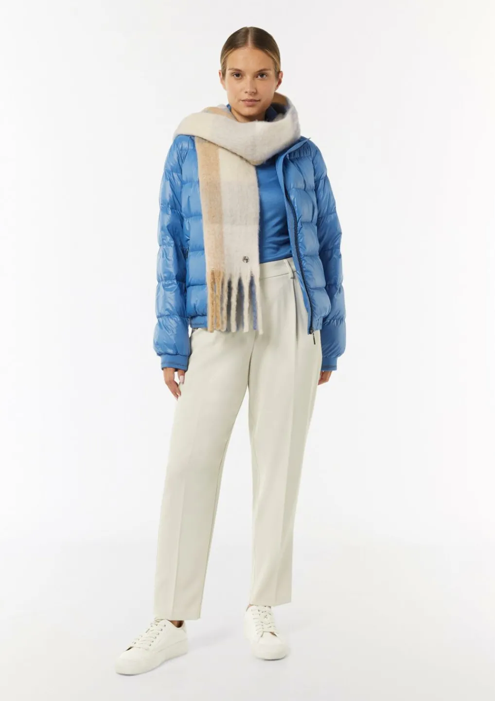 Karierter Strickschal mit Fransen-Comma Hot